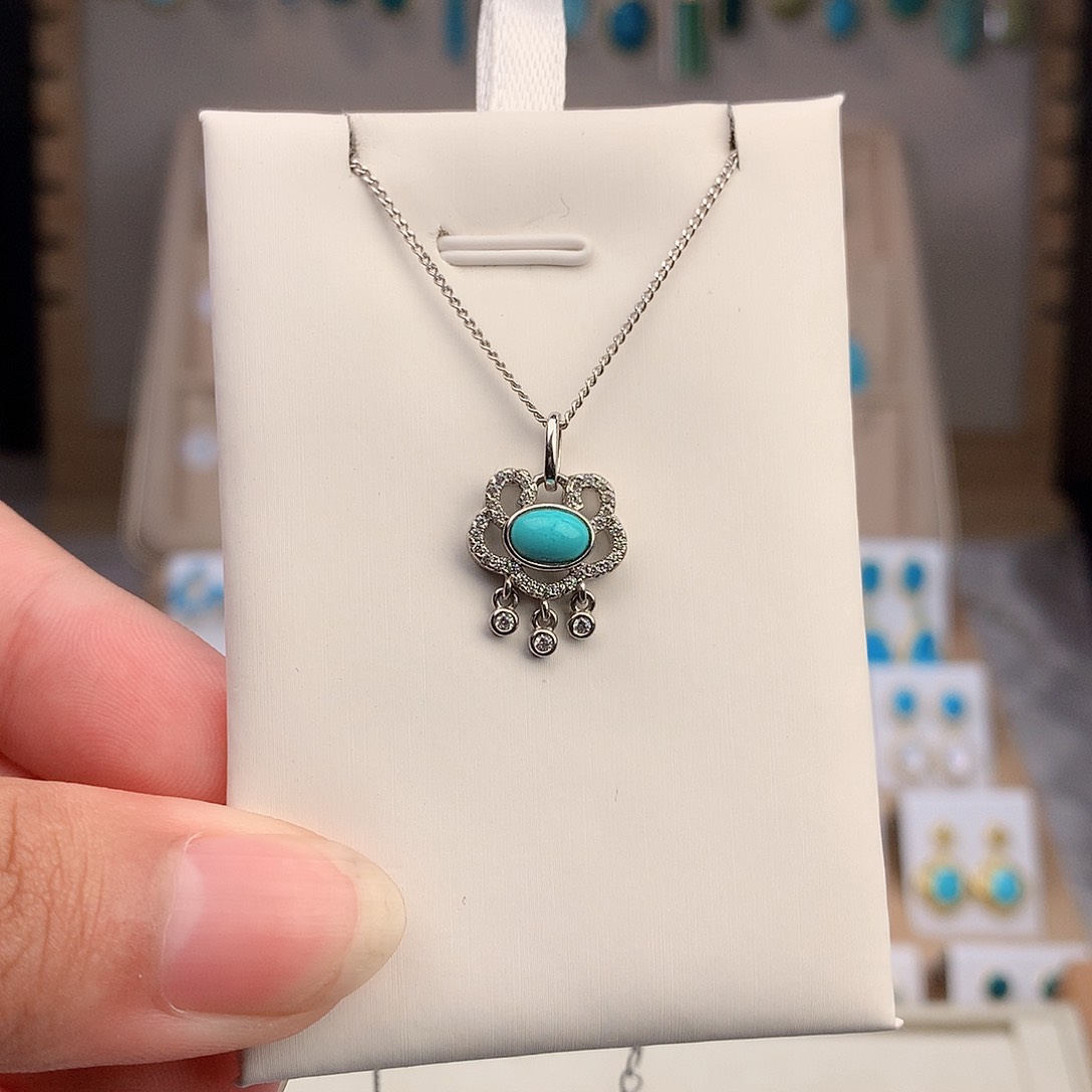 绿松石银S925镶嵌颈饰