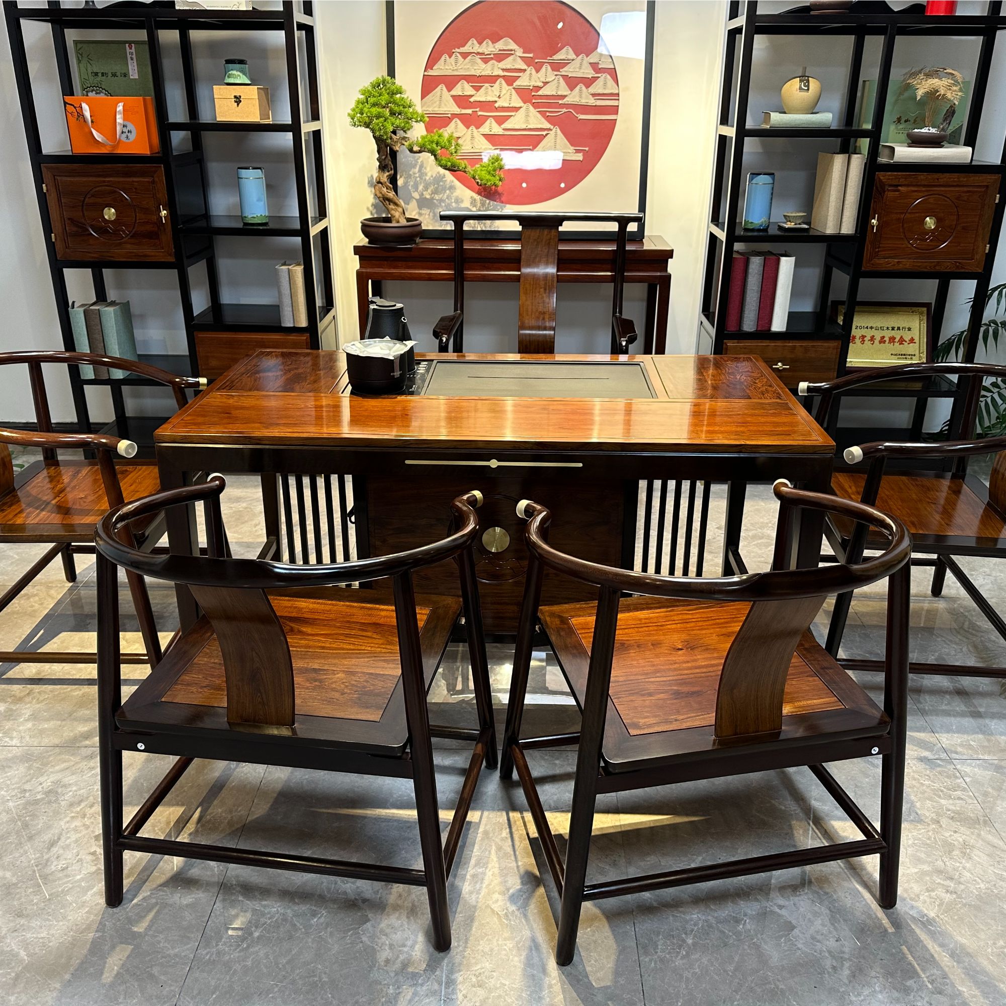 1.5米芳华功夫茶台新中式全实木榫卯工艺茶桌椅茶台全实木家具