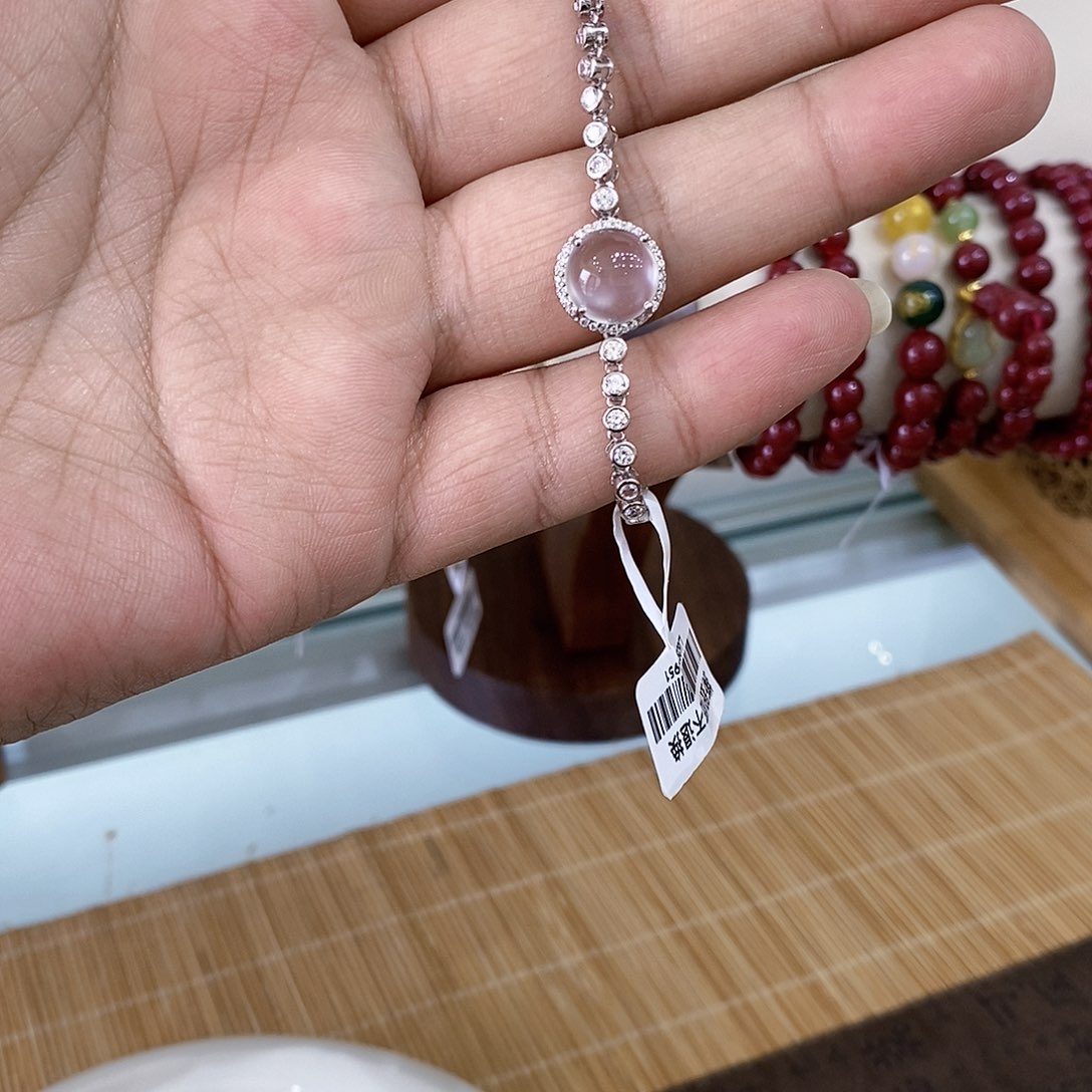 石英质玉手链银S925镶嵌