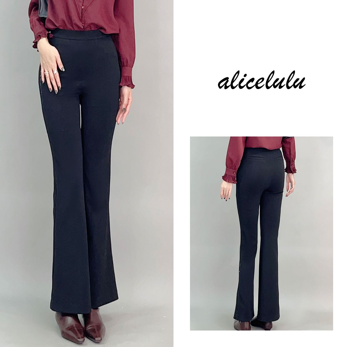1 ALICE 闪耀职场休闲裤 微喇显瘦 时髦烫钻 S622086E