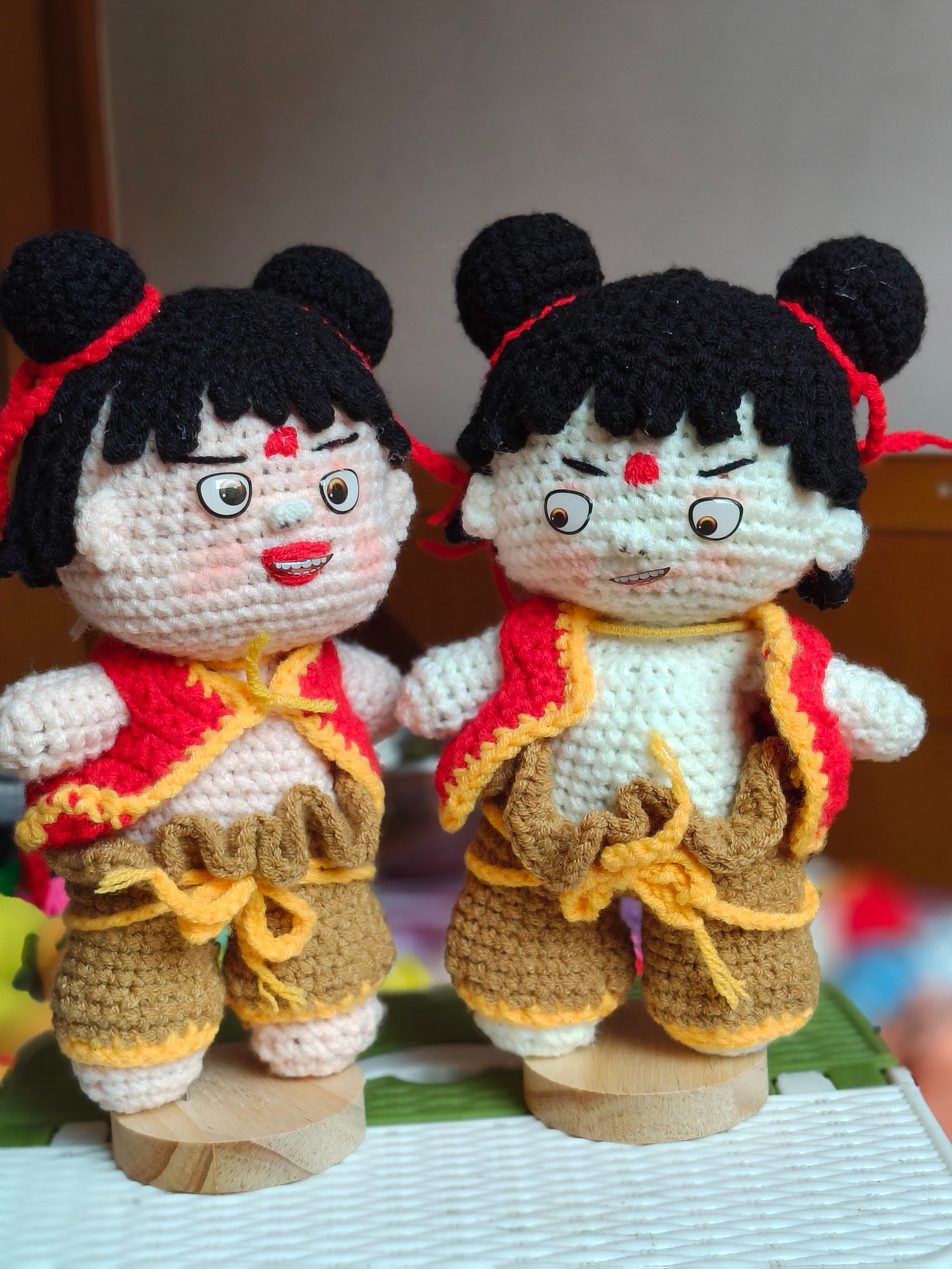 纯手工钩织哪吒闹海魔丸毛线玩偶