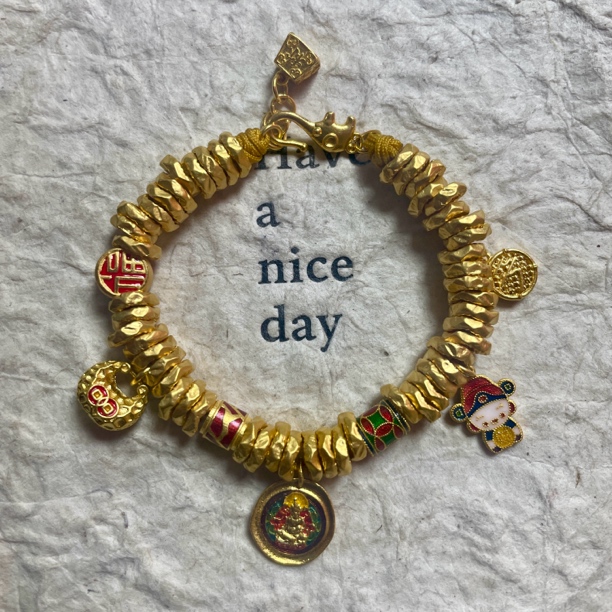 金城皇足金定制盘缠手链17.52克，（适合手围13-14.5）