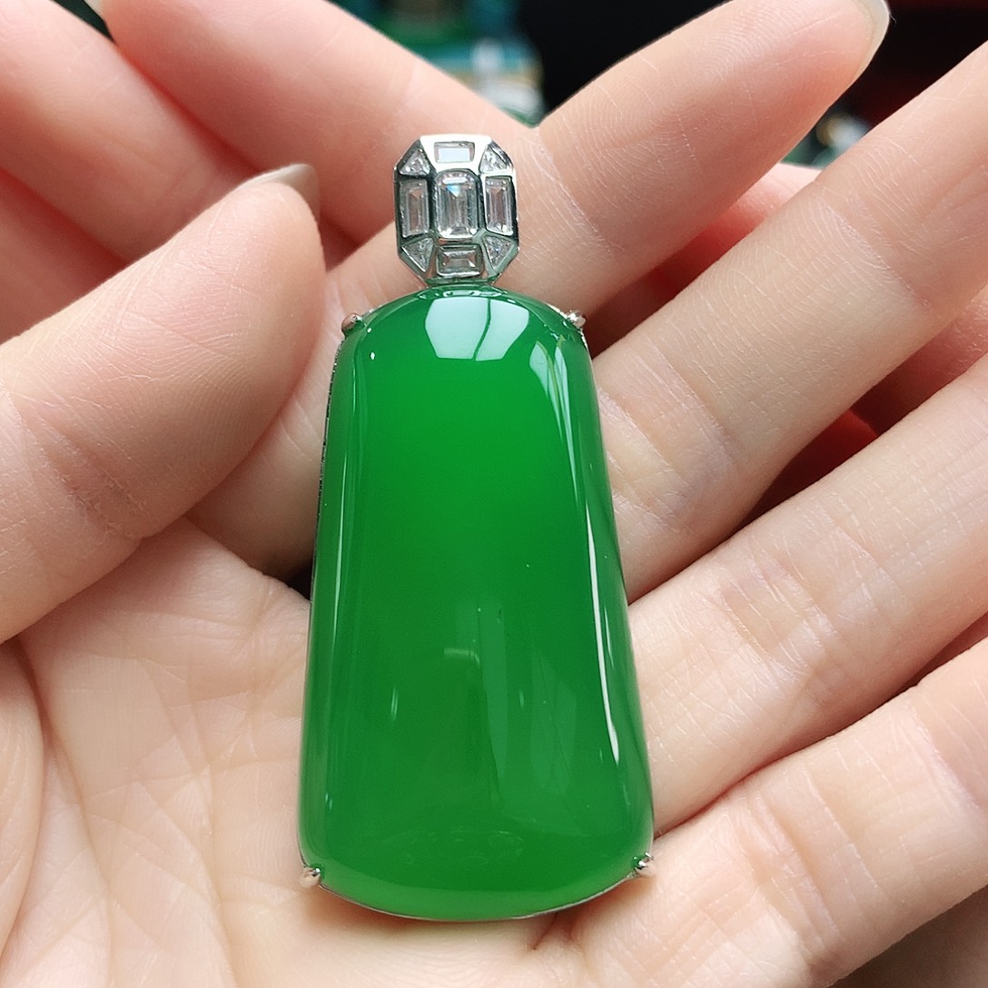 玛瑙/玉髓吊坠银S925镶嵌