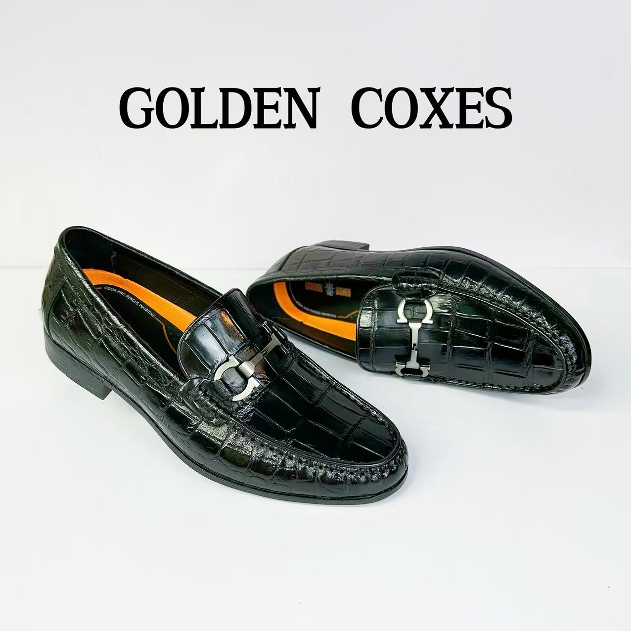 GOLDEN COXES/金舵手世家鳄鱼皮高品质男士休闲商务皮鞋123