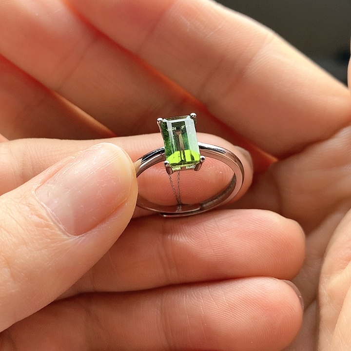 碧玺戒指银S925镶嵌纯天然