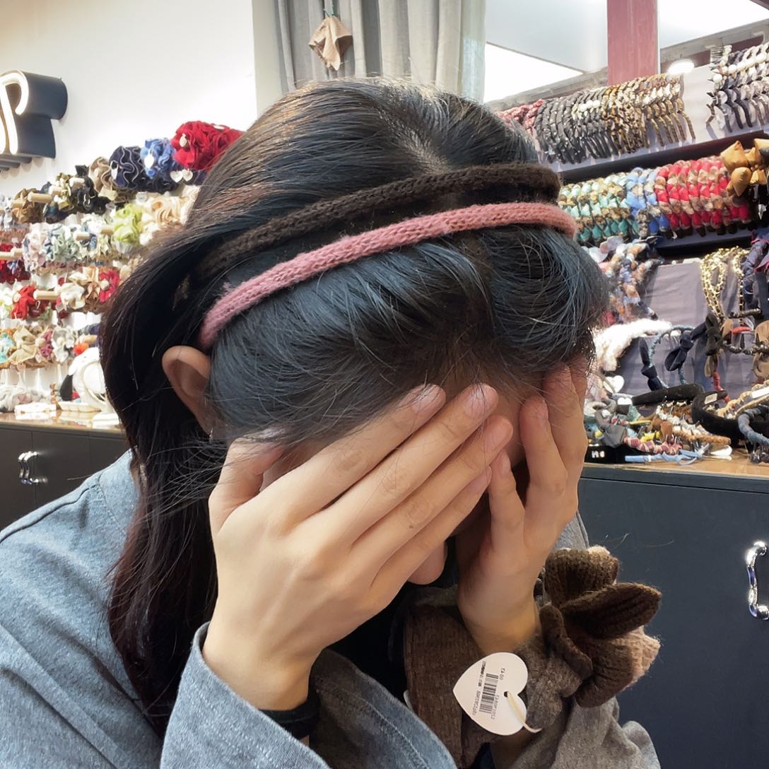 哈***.布艺非金属粉➕咖  细发箍