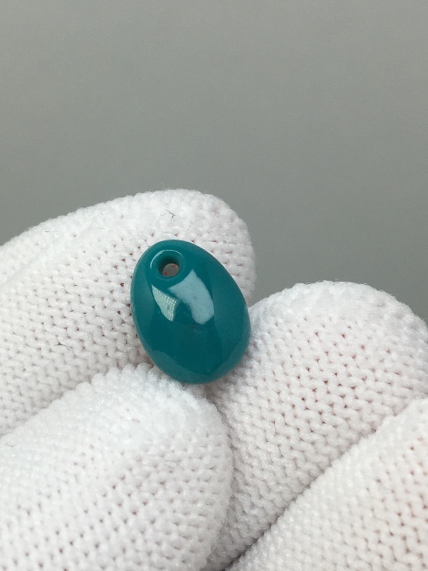 原矿高瓷单珠绿松石精工卡子，11.1*8.2*5.1左右，微瑕