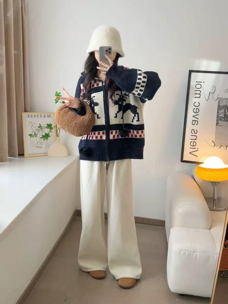 【155-200】沙沙衣品馆 25秋冬毛衣针织外套开衫长款厚实韩系10-29