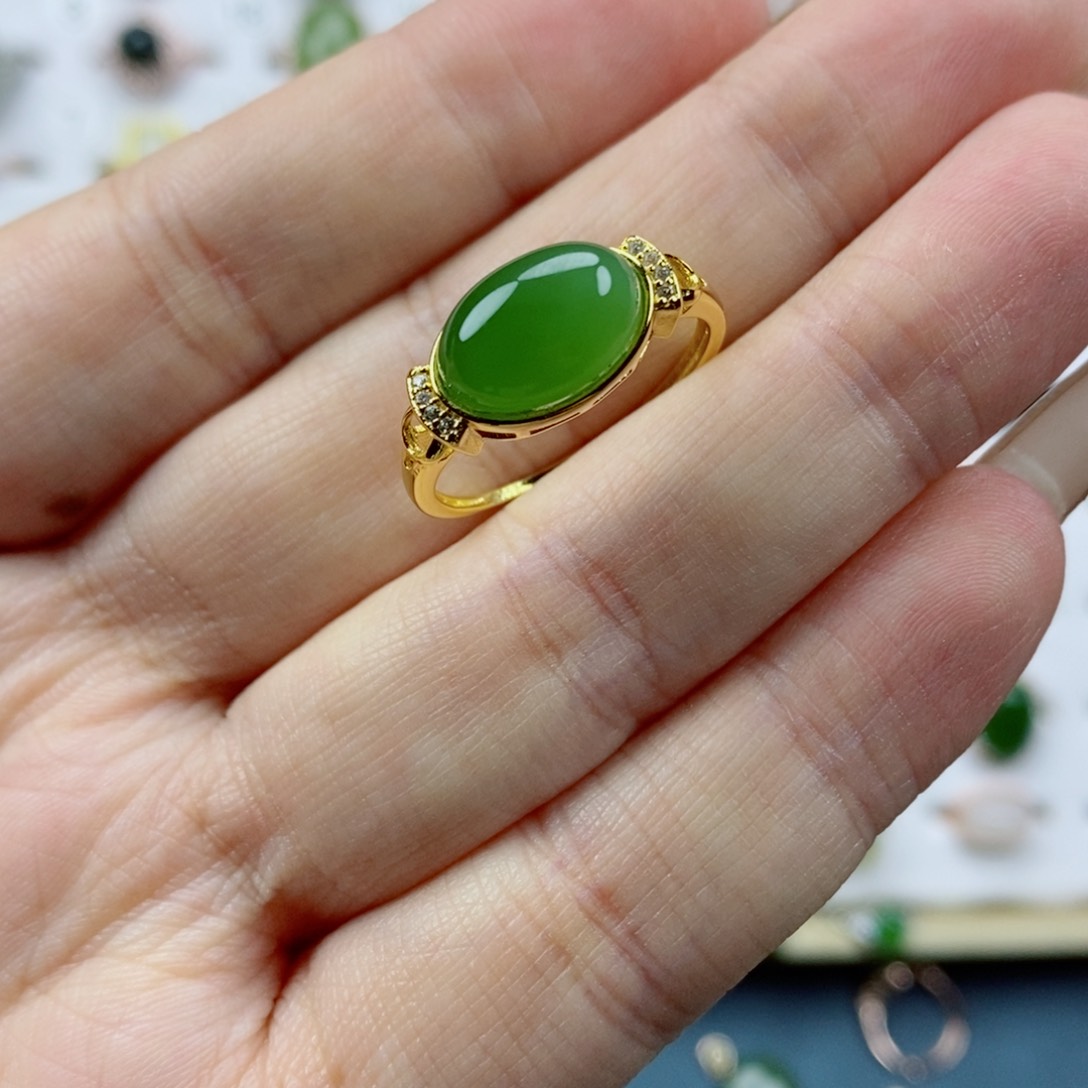 银S925镶嵌戒指和田玉