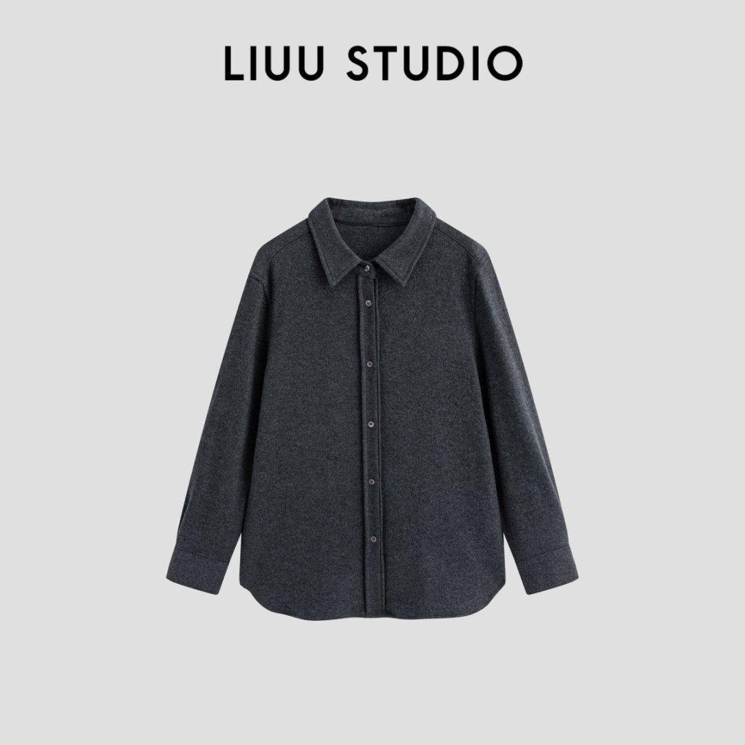 【LIUU】轻商务 可休闲 |  利落版型 灰色羊毛衬衫