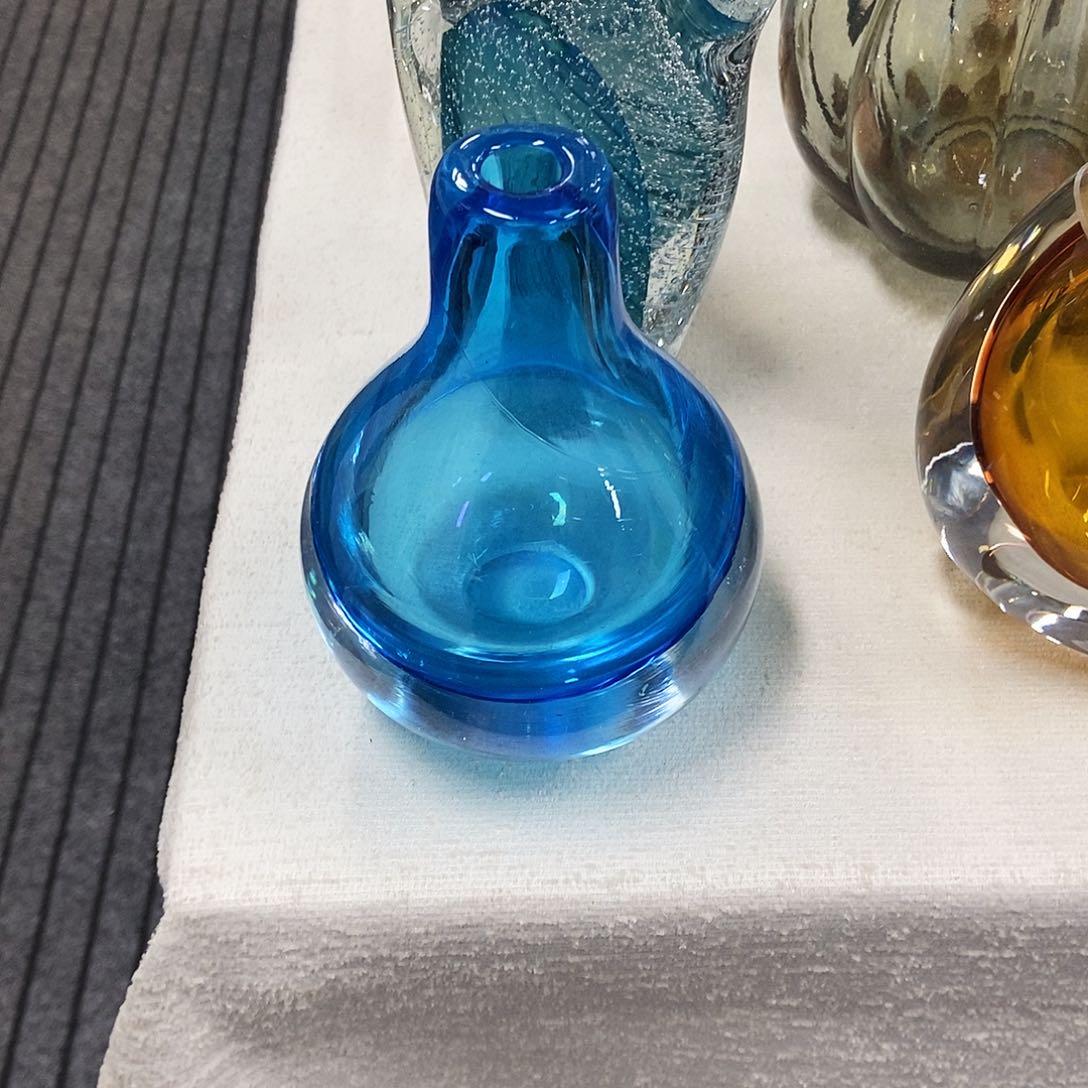 琉璃蓝色水滴琉璃摆件花瓶14