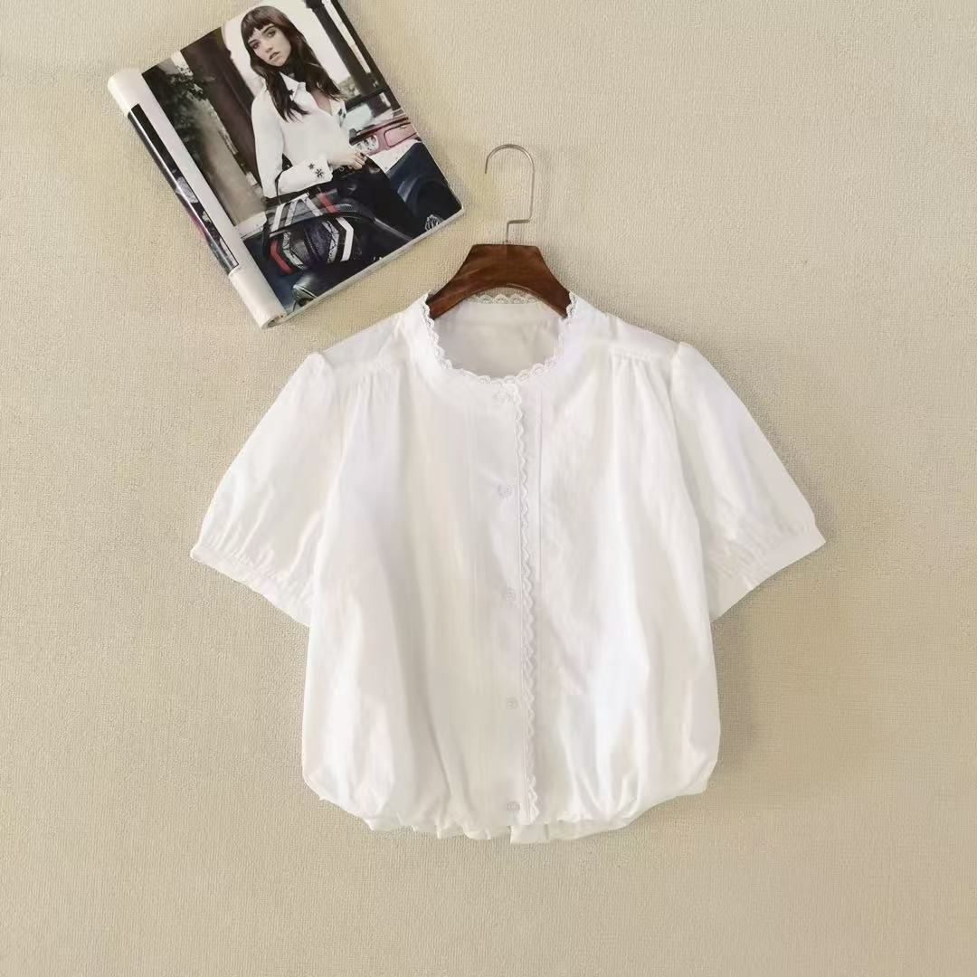 Z.X   蕾丝拼接设计款娃娃衫  2917（C3）