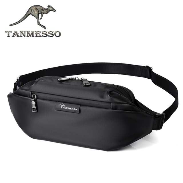 tanmesso男多功能腰包时尚运动男包大容量胸包单肩斜挎锁扣背包