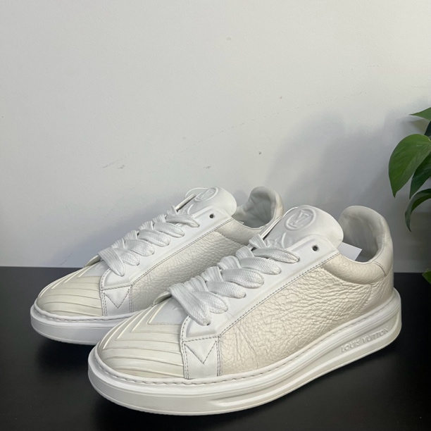 95新 LouisVuitton/路易威登 42.5欧码贝壳头压印老花松糕鞋 潮鞋