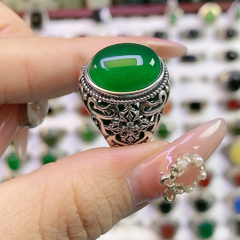 【闪购商品】银S925镶嵌戒指玛瑙/玉髓