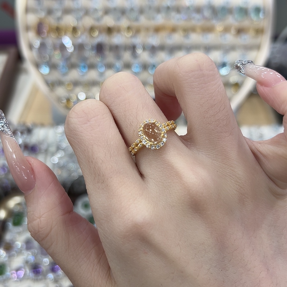 黄晶银S925镶嵌戒指