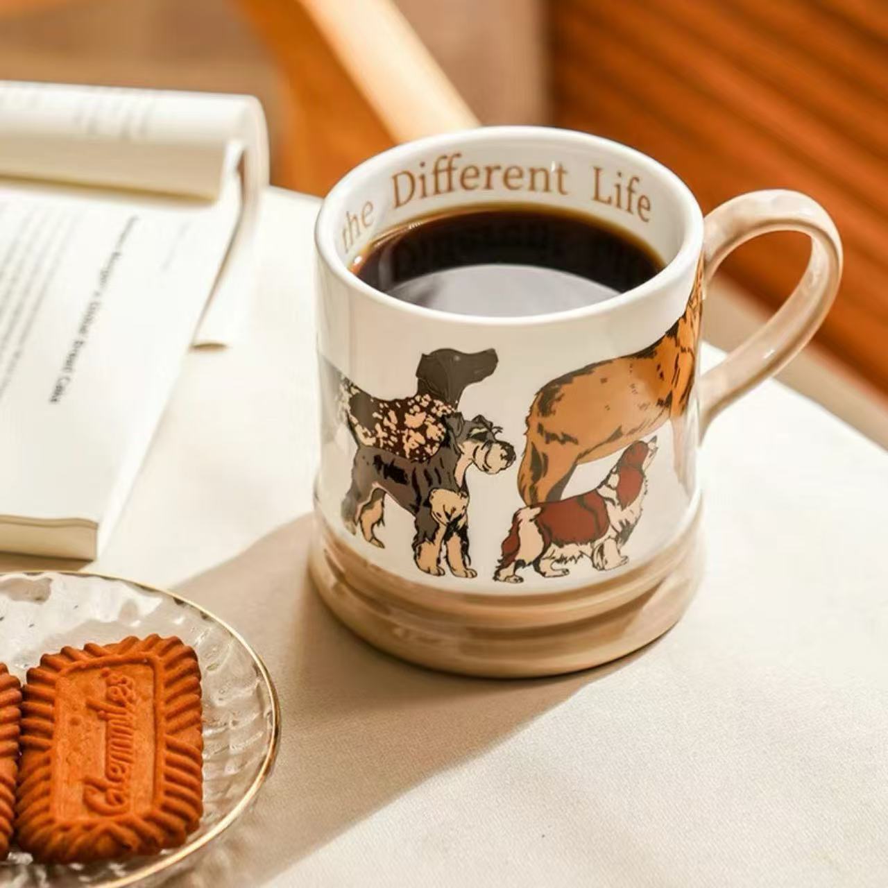 陶瓷水杯复古杯马克杯咖啡杯高颜值创意水杯高级感颜色款式随机