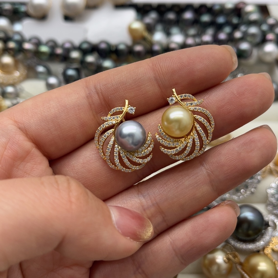 耳饰海水珍珠银S925镶嵌