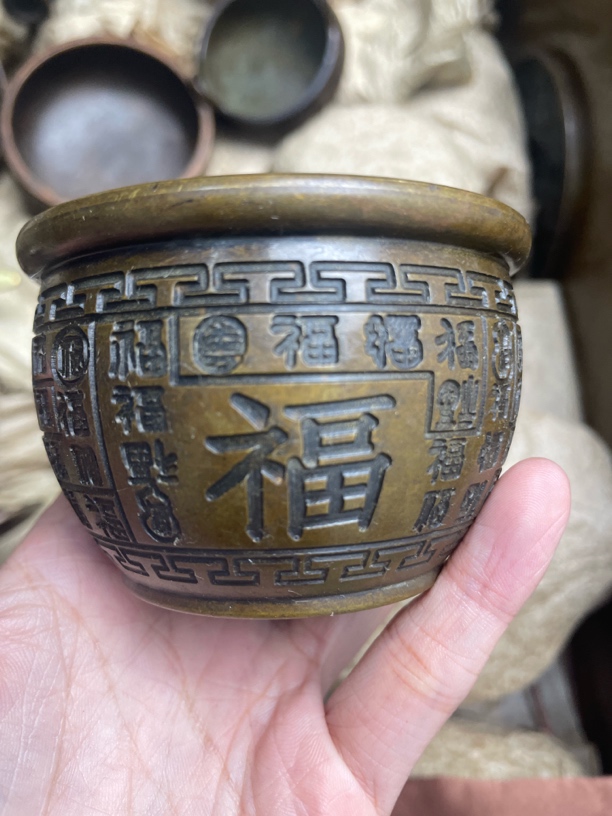 铜器摆件百福缸摆件7.5cm