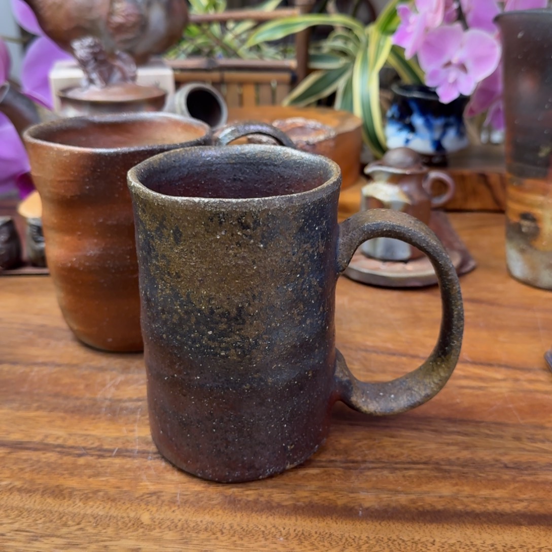 红***豆宗高健三备前烧大容量马克杯福利一口价