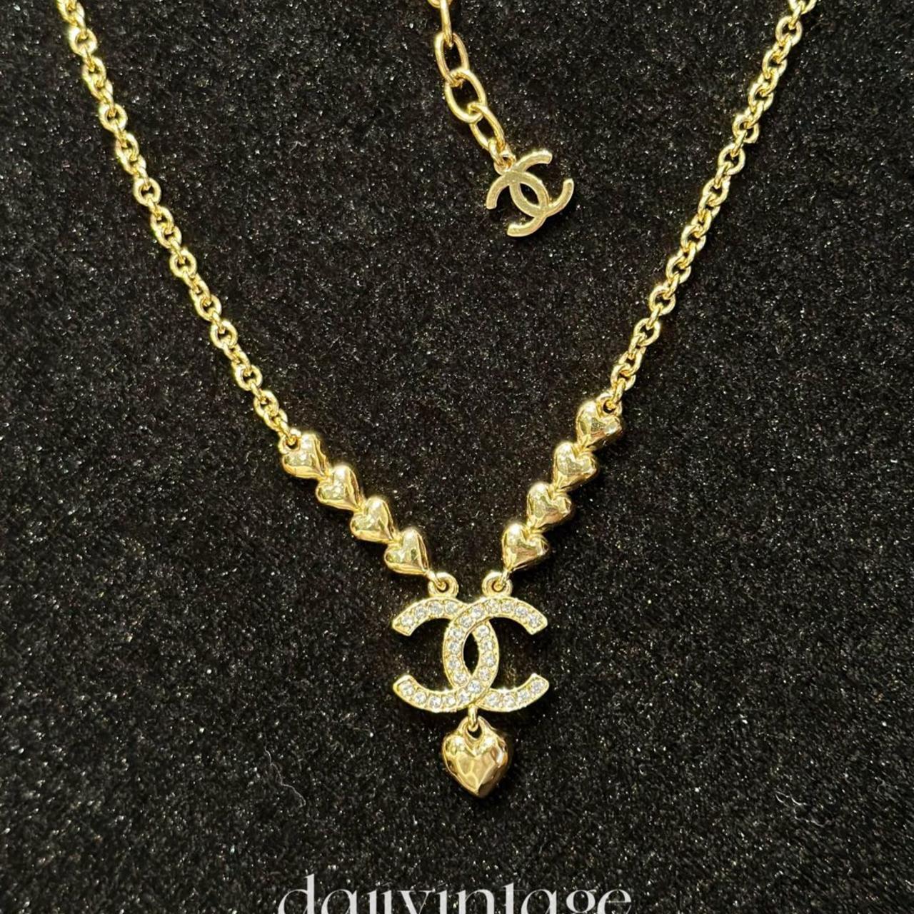 99新 Chanel/香奈儿 24期免息/大吉中古/双c镶钻爱心吊坠项链