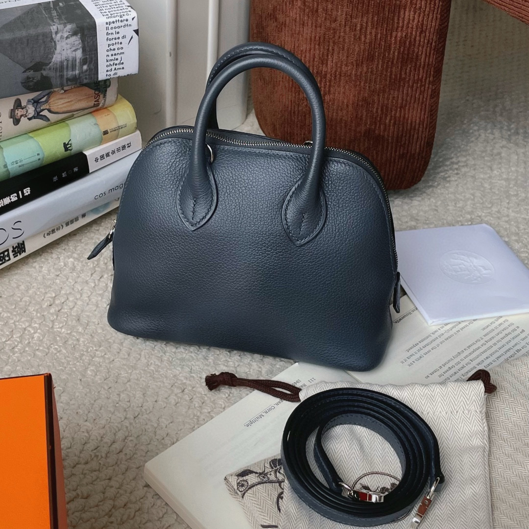 99新 Hermes/爱马仕 朦胧灰mini bolide 单肩包W刻JM12-1085