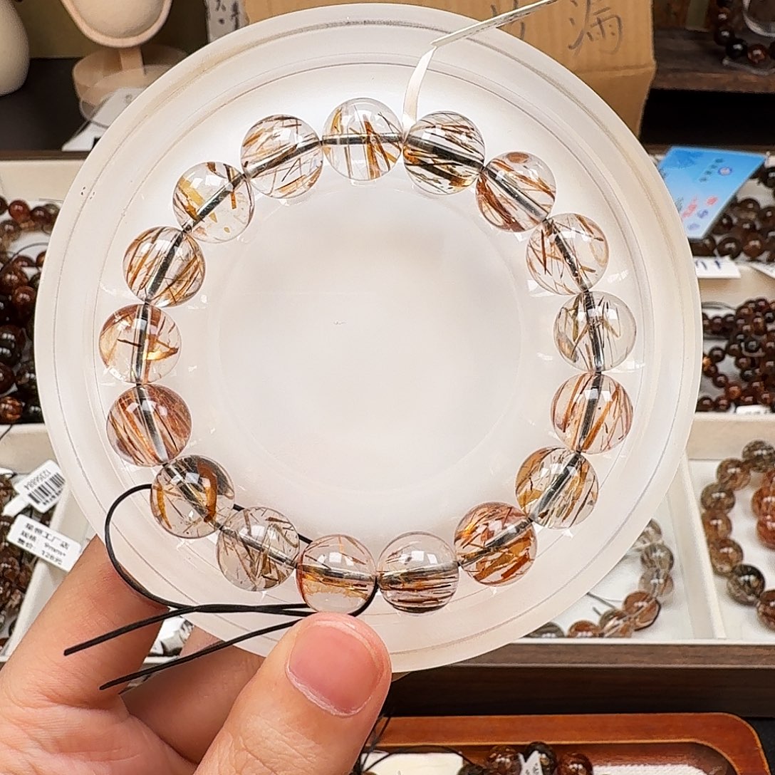 发晶未镶嵌手链天然水晶黑金超七直播间链接