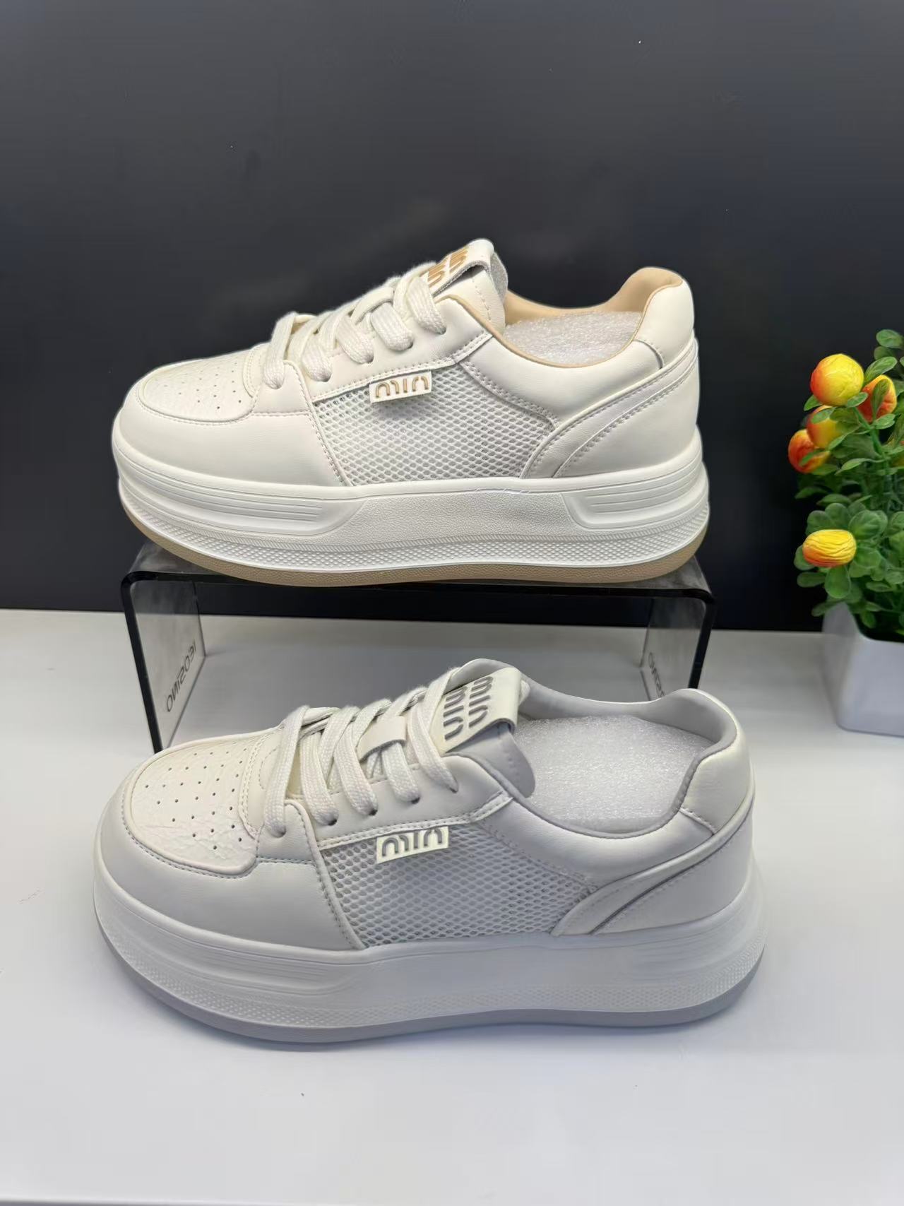 佰家464544859板鞋拼色胶粘纯色圆头休闲板鞋夏网面运动鞋芭蕾风