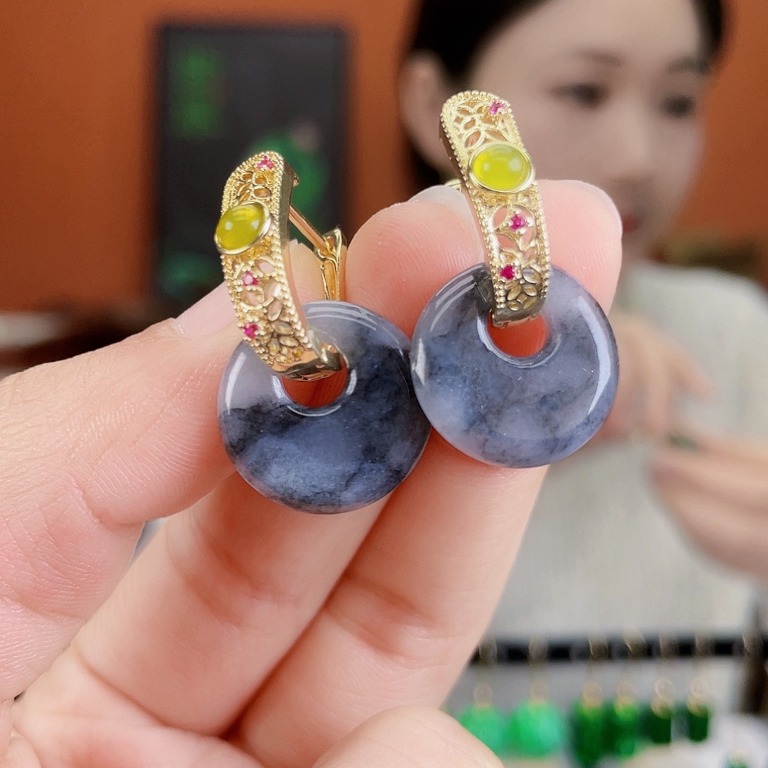 翡翠未镶嵌耳饰饰品