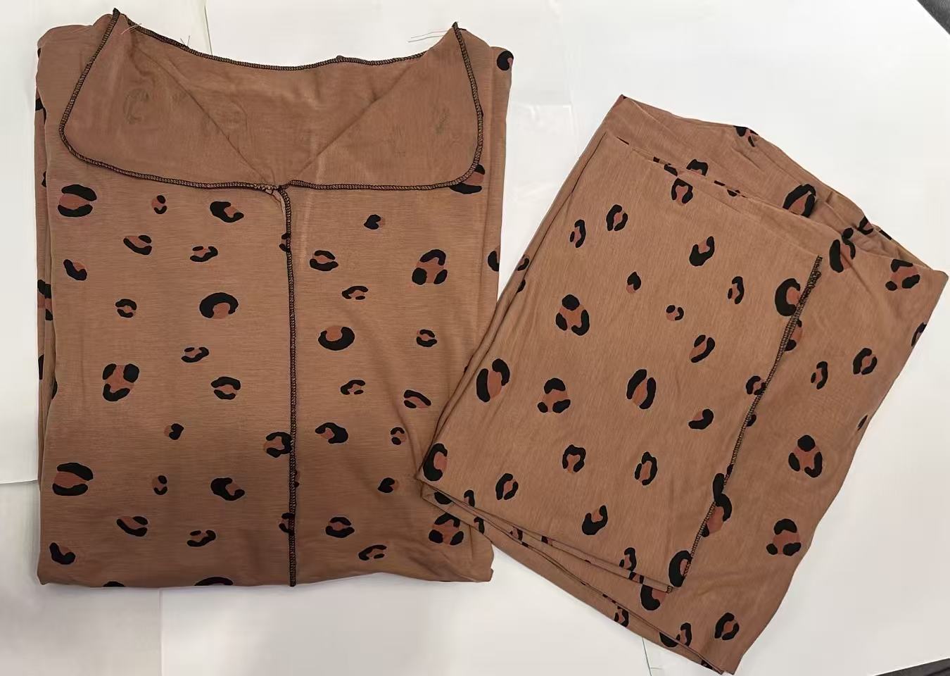 女时尚睡衣花色莫代尔有弹性家居服套装长袖