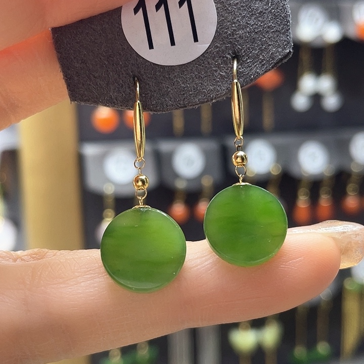 和田玉耳饰18K金镶嵌