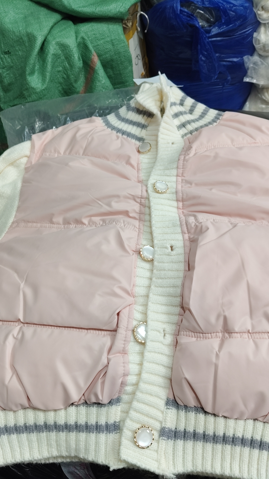 【豆姐优选】小香风拼接针织是棉衣