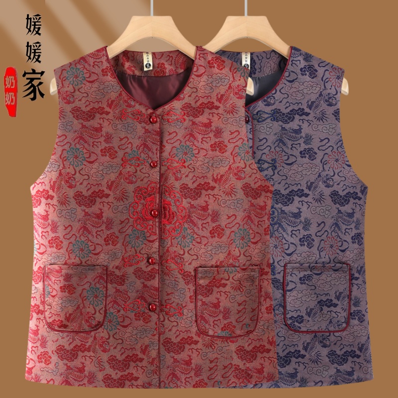 中老年人女妈妈春秋马夹上衣服2025新款奶奶春装国风洋气马甲背心