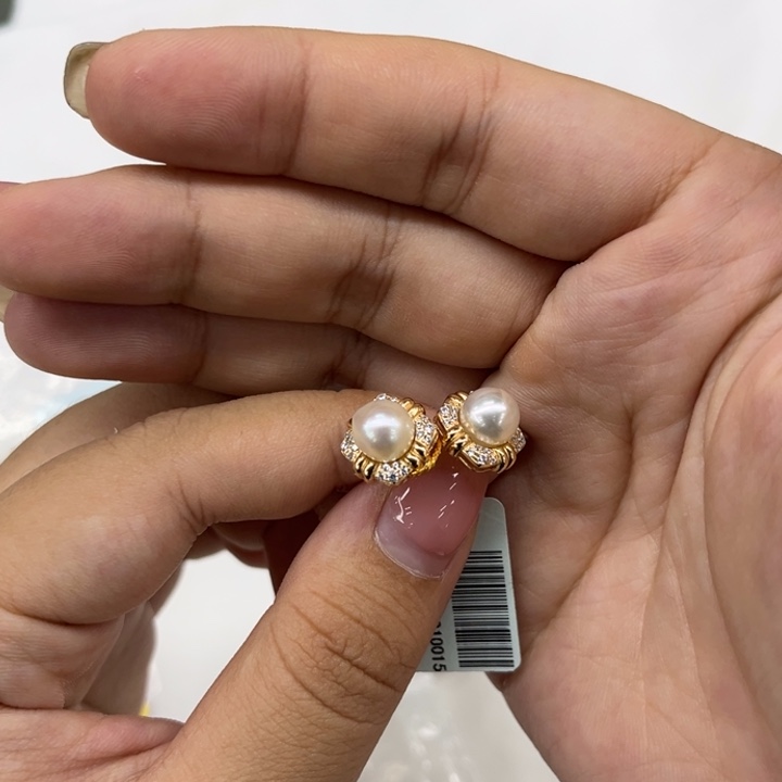 耳饰银S925镶嵌海水珍珠AK7-8mm165