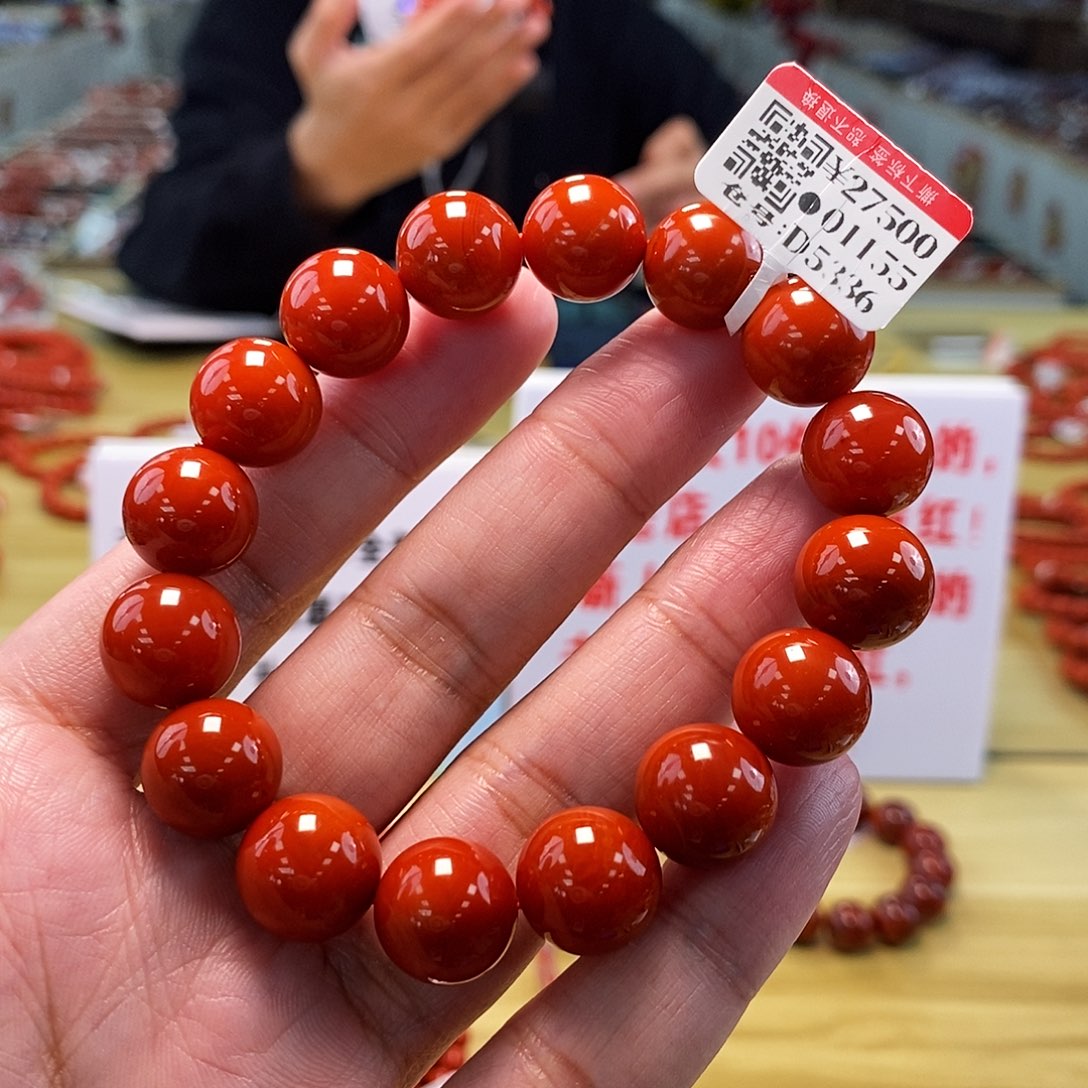 保山南红（典藏）锦红圆珠单圈13mm 多样性发一