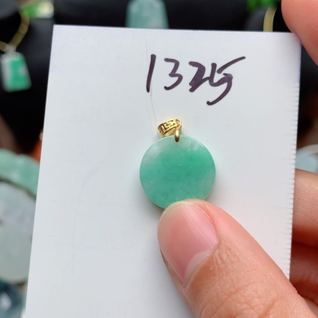 翡翠颈饰银S925镀金镶嵌吊坠