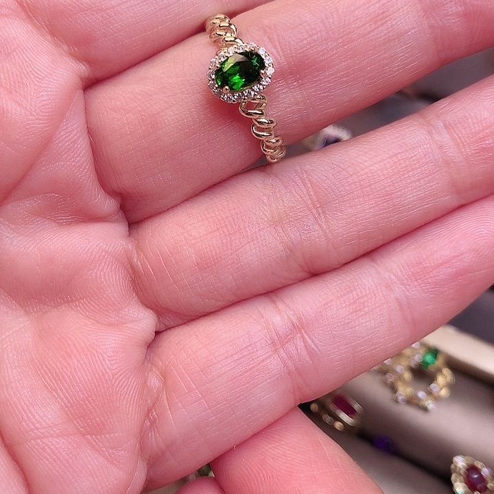 透辉石戒指银S925镶嵌