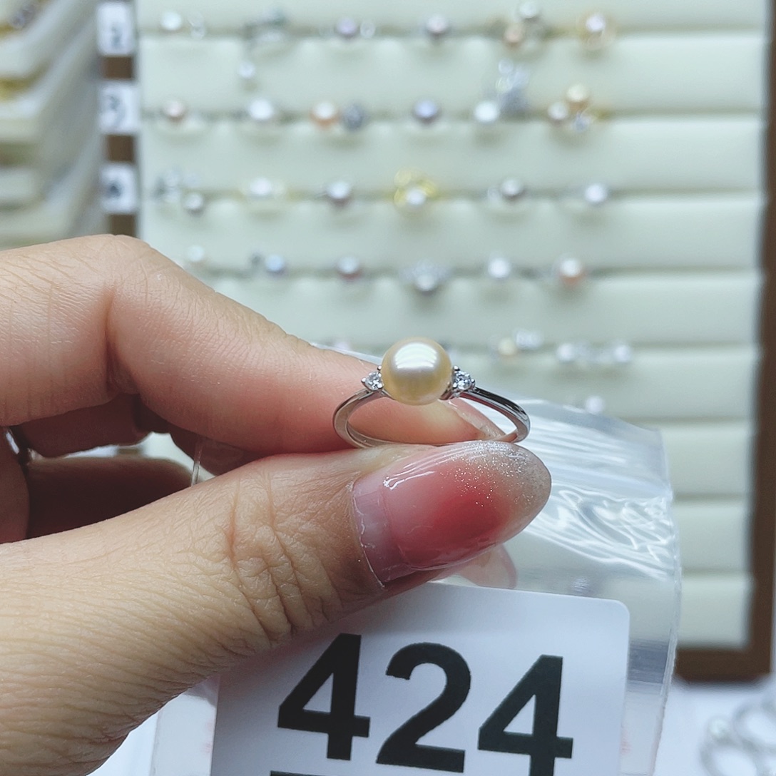 淡水珍珠珠宝奇石银S925镶嵌白*儿424