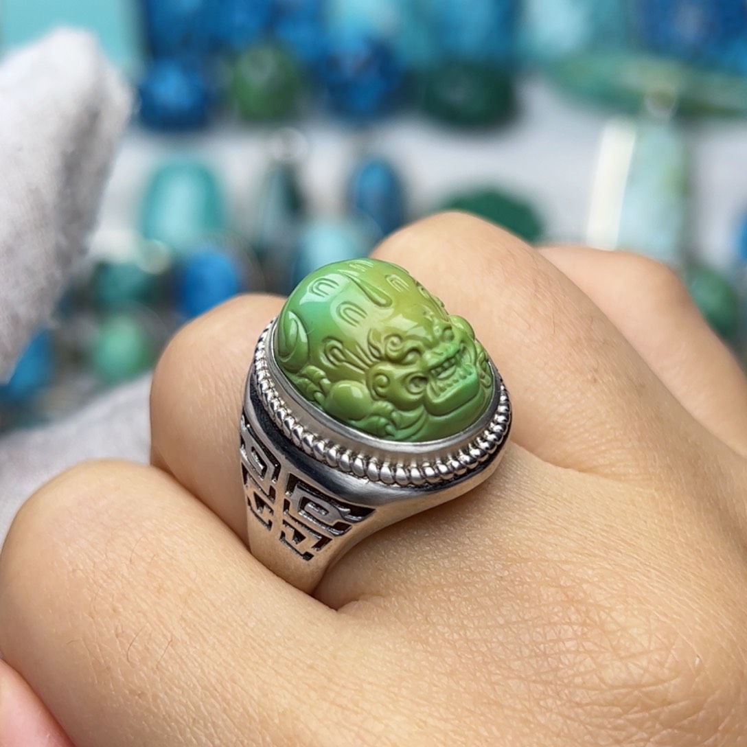 绿松石珠宝奇石银S925镶嵌