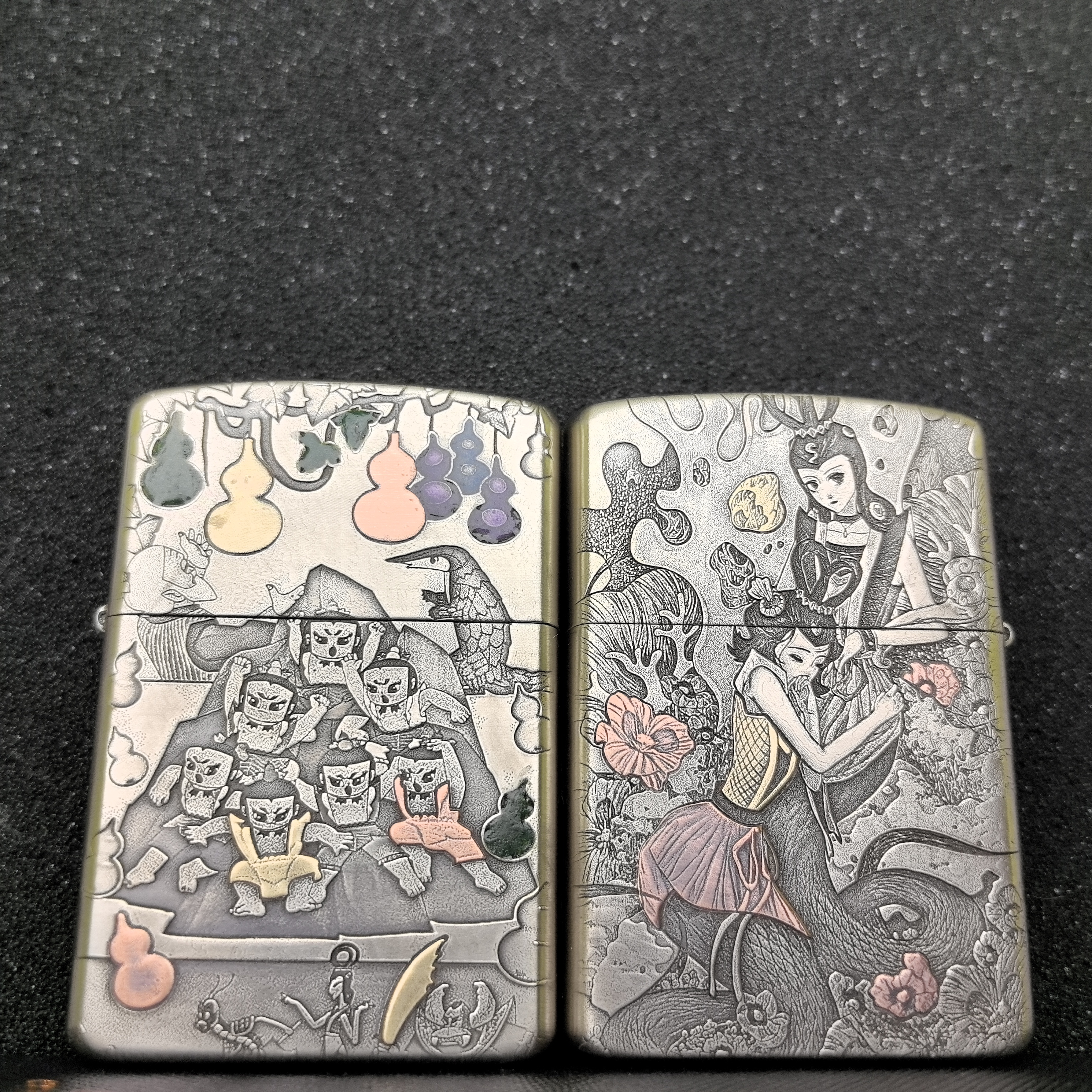 ZORRO2代902S盔甲(葫芦娃)双面浮雕镶嵌煤油打火机[欣琪工作室]