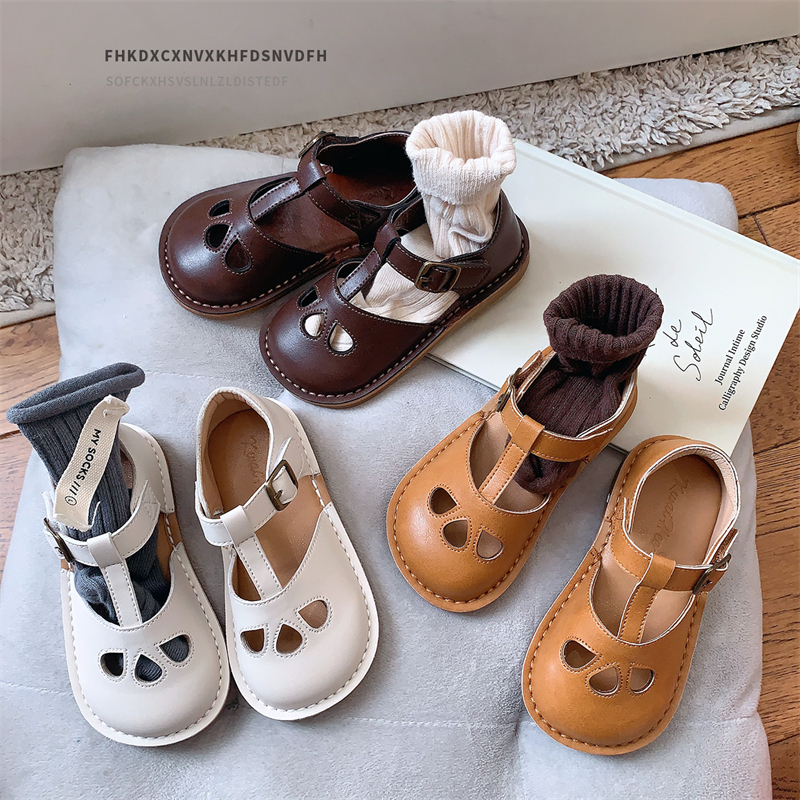 韩版儿童皮鞋镂空浅口女童单鞋2025春秋女孩豆豆鞋透气宝宝童鞋潮