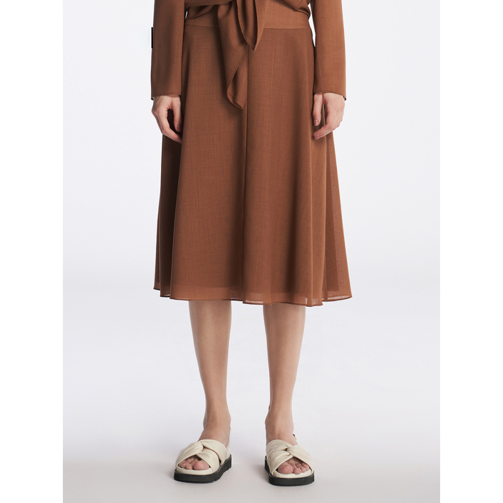 FALEMIG-萝家春夏琥珀色小碎褶半身裙Q03300