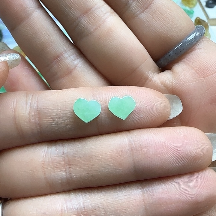 翡翠颈饰未镶嵌心形耳钩