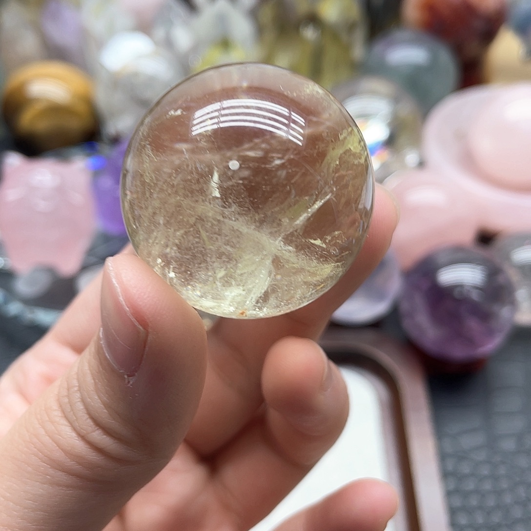 水晶未镶嵌珠宝半成品73黄水球3.5cm