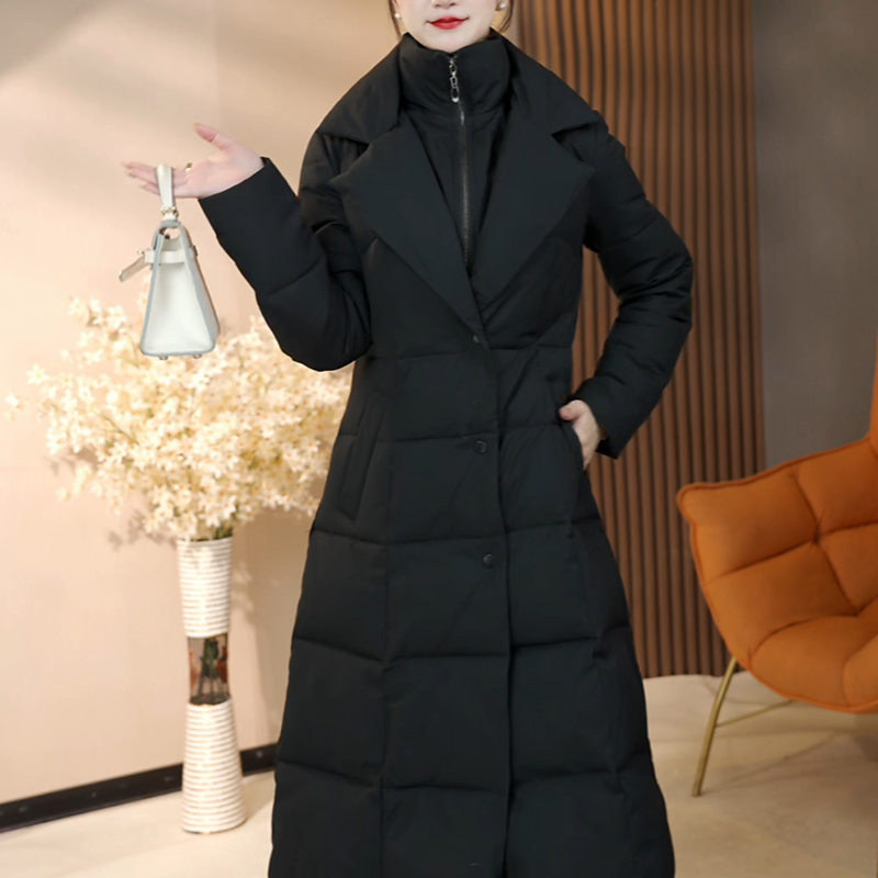 鹅绒服女2025冬季新款法式时尚收腰显瘦气质加厚羽绒服过膝长款女