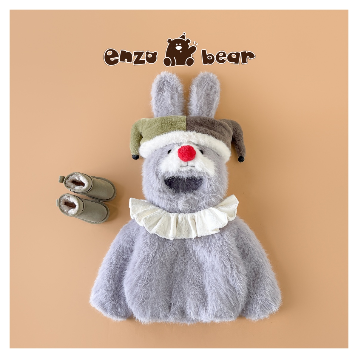 恩佐熊 乐乐 儿童高定款连帽加厚紫兔加绒毛毛衣亲子外套EZX25137