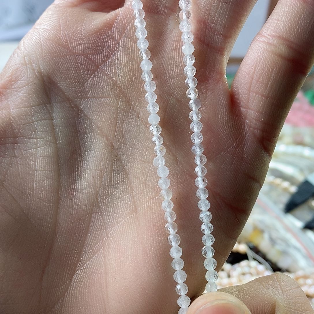 玛瑙/玉髓珠宝半成品未镶嵌一条天然3mm白水晶切面