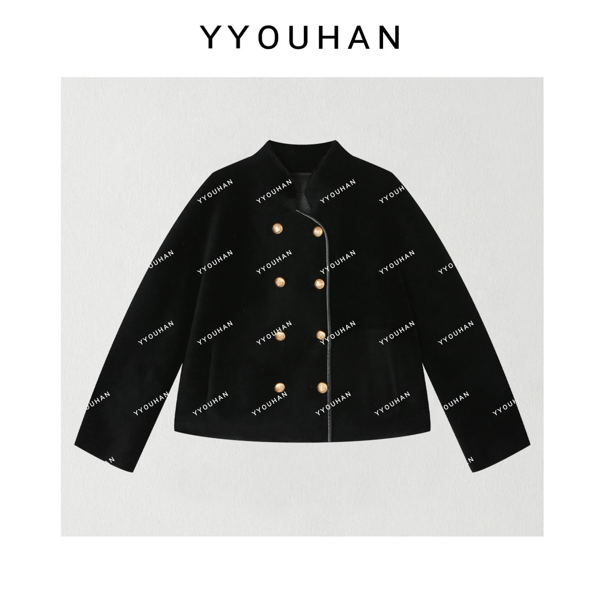 月月 年货小精致极简风烫金双排扣显瘦百搭平替外套 2511C8459