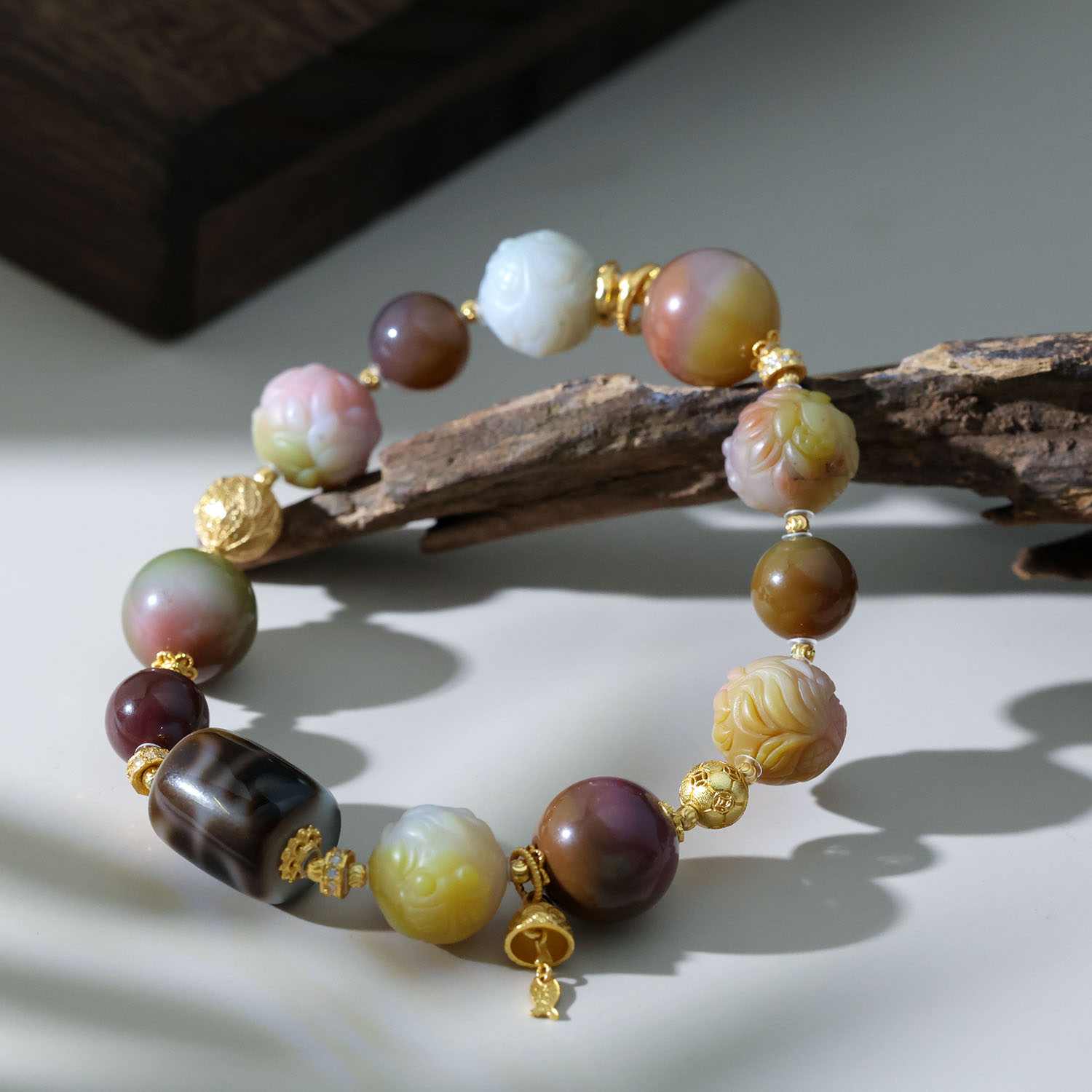 【思嘉】 莫奈调色盘系列·凤九莲花盐源手链|多样性发一 AA0187