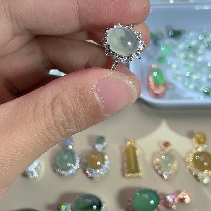 翡翠银S925镶嵌戒指